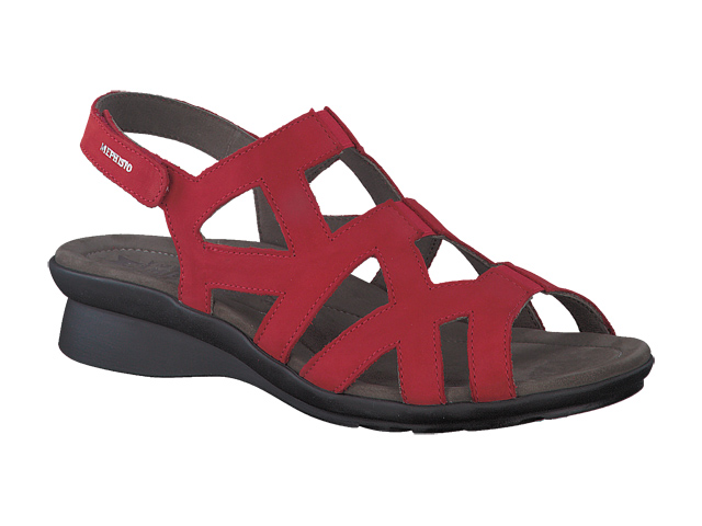 Mephisto shop Sandales Femme modele Pamela Nubuck Rouge Chaussures confortables